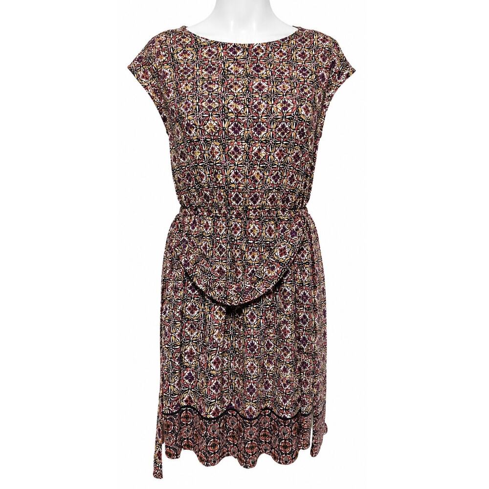 Worthington Large Coral Pink Geometric Link Print V-Neck Sleeveless Top